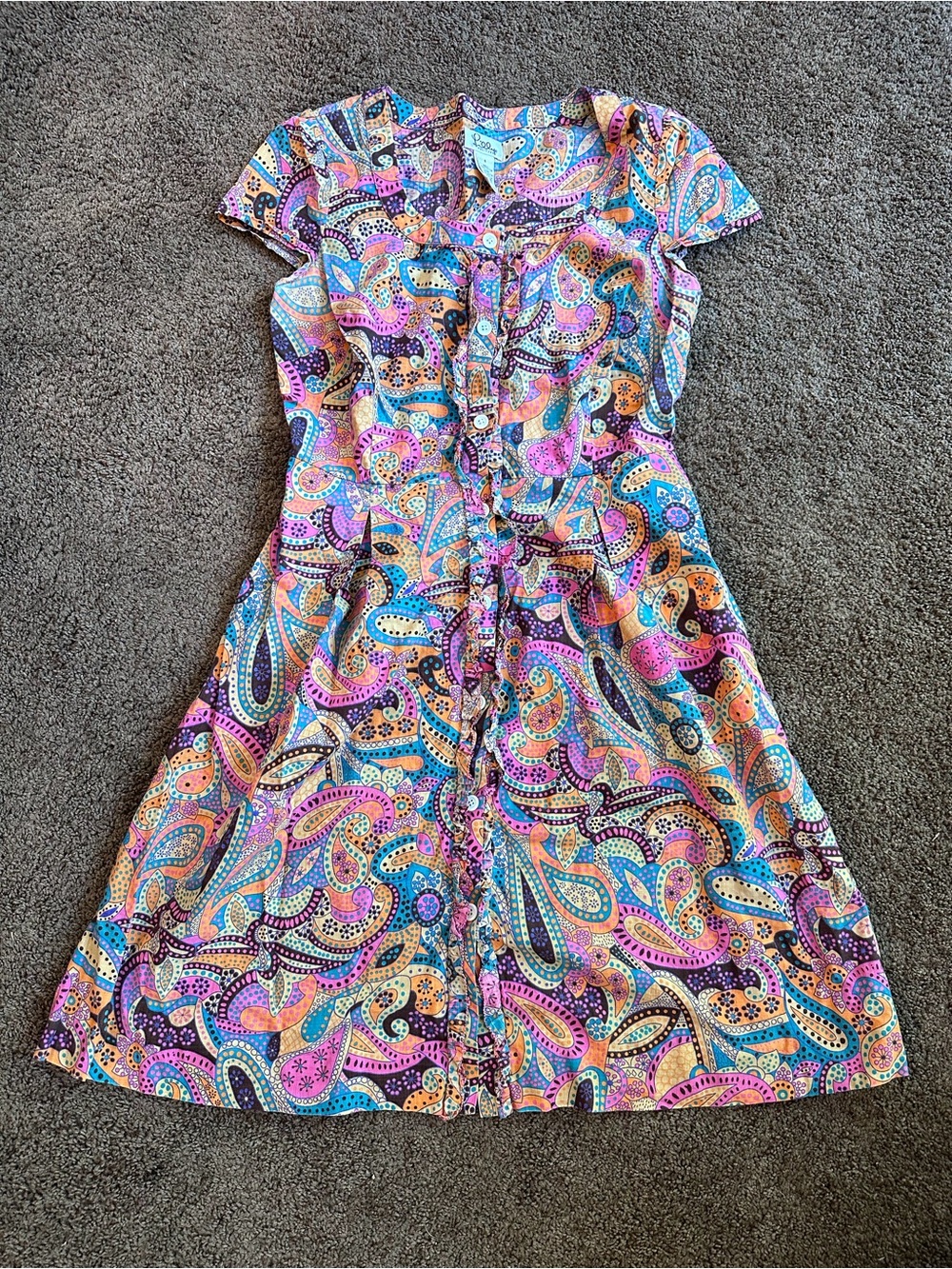 Lilly Pulitzer Pink Blue Orange Paisley Button-Front Dress - 6